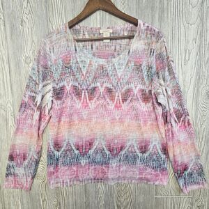 Sundance Long‎ Sleeve Boho Blouse Top Women's XL Multicolor Lightweight Spring